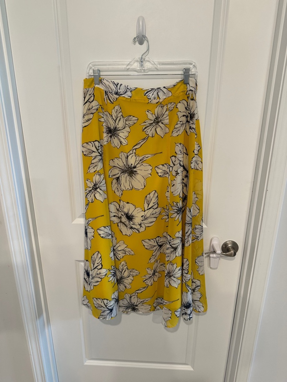 Ann Taylor Yellow Floral Midi Skirt